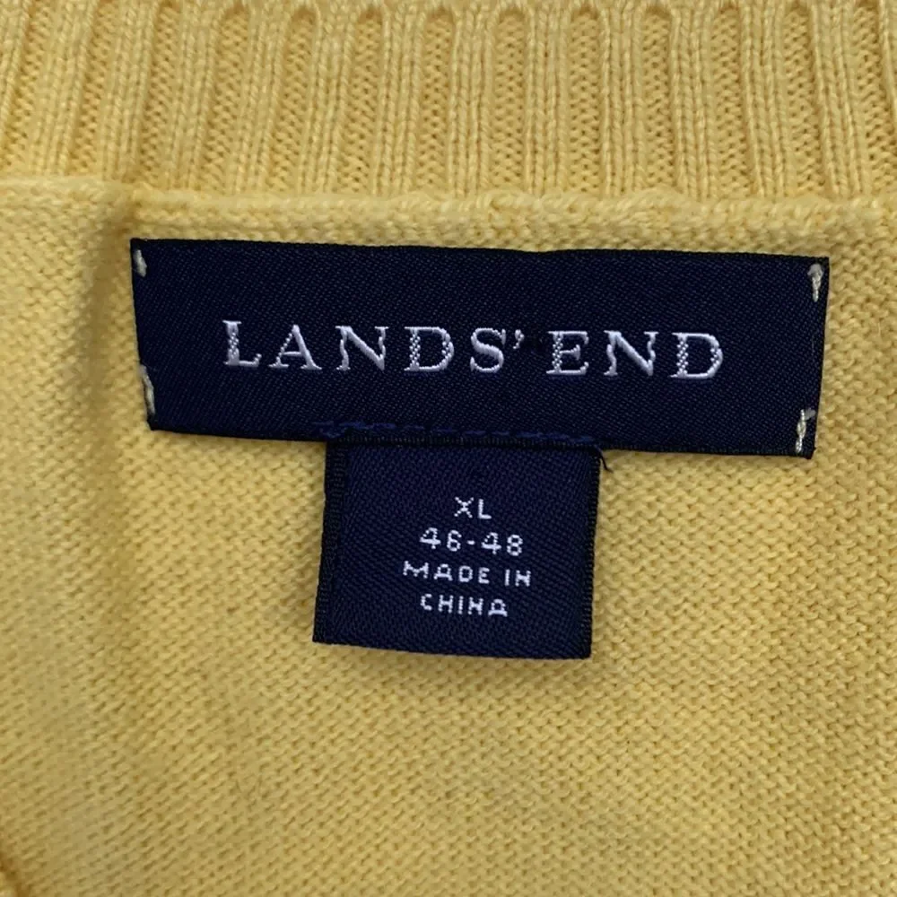 Men’s Lands’ End Yellow Cashmere Blend V-Neck Vest Size XL/46-48
